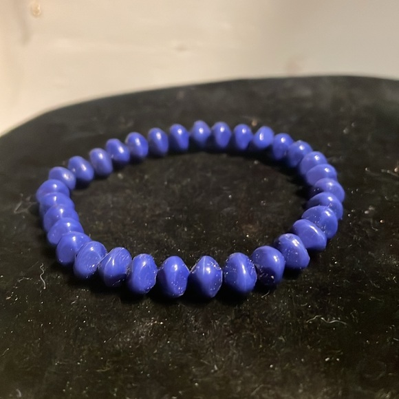 8” purple dark blue stackable stretch bracelet with 36 beads - Picture 3 of 8